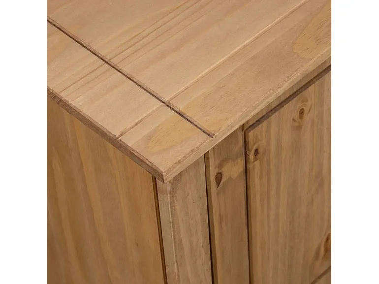 Meuble TV 2 portes en bois de pin massif Autika 120cm – Élégance rustique et polyvalence-Couleur Naturel
