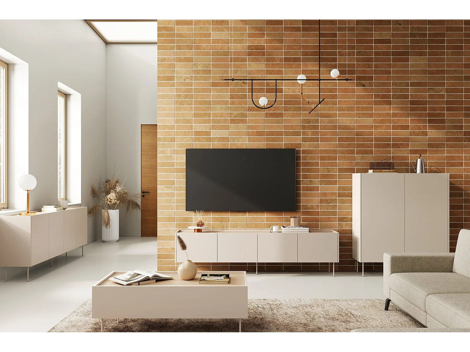 4-türiger TV-Schrank mit Metallfuß 220x60 cm