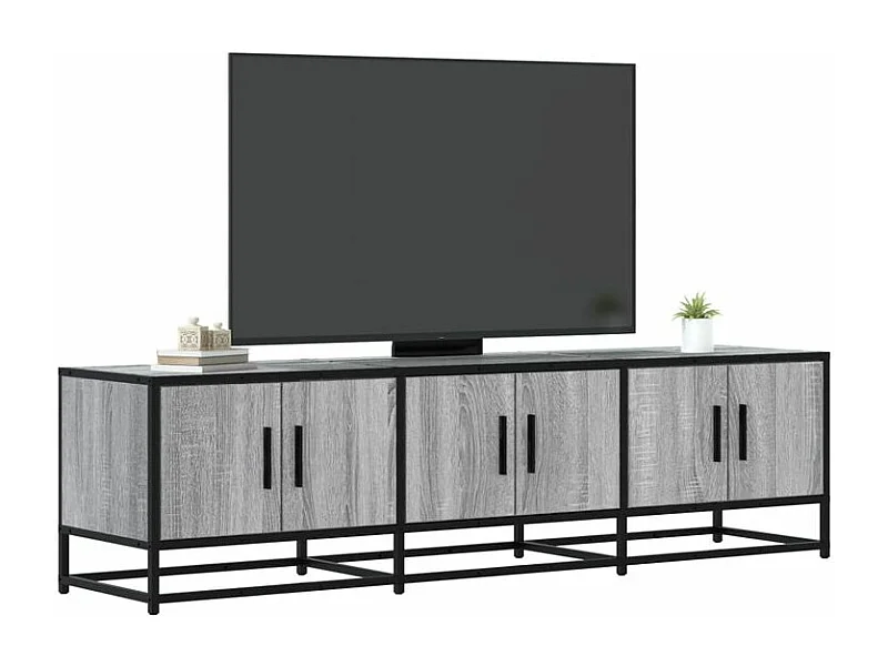 Meuble TV sonoma gris 150x35x41 bois d'ingénierie et métal
