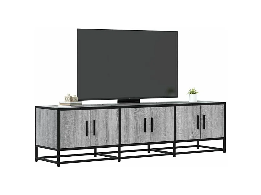 Meuble TV sonoma gris 150x35x41 bois d'ingénierie et métal