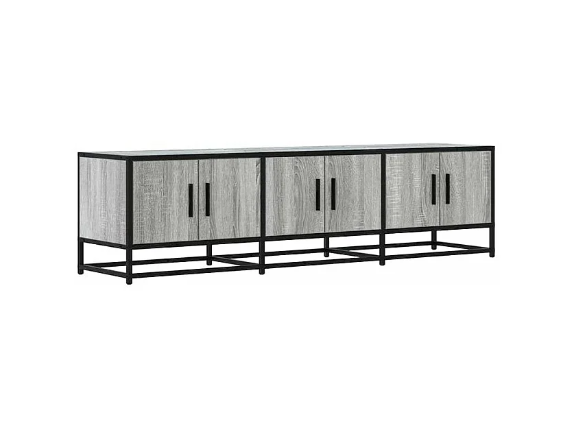 Meuble TV sonoma gris 150x35x41 bois d'ingénierie et métal