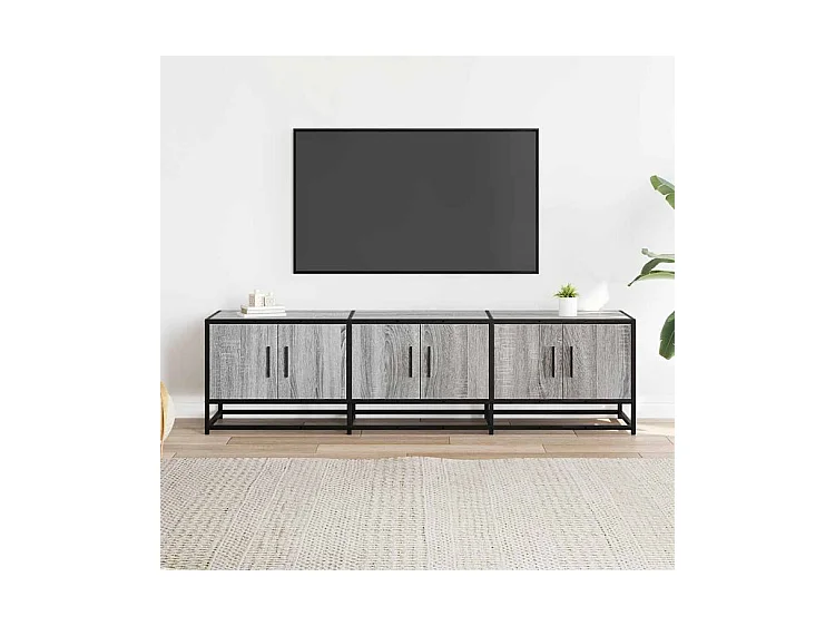 Meuble TV sonoma gris 150x35x41 bois d'ingénierie et métal