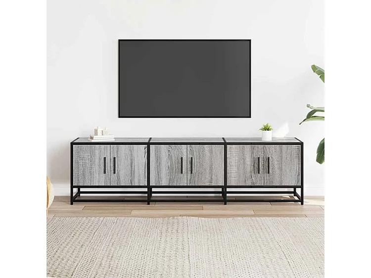 Meuble TV sonoma gris 150x35x41 bois d'ingénierie et métal