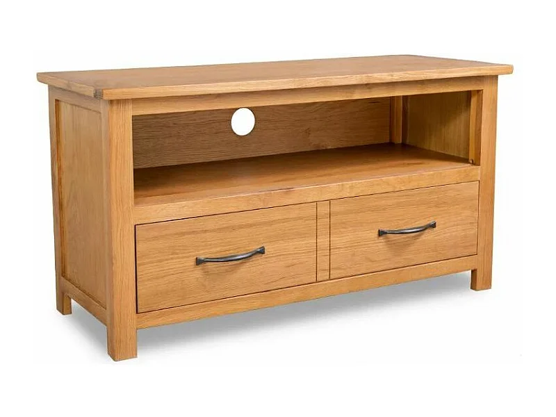 Meuble TV 1 niche 2 tiroirs chêne massif clair Candice