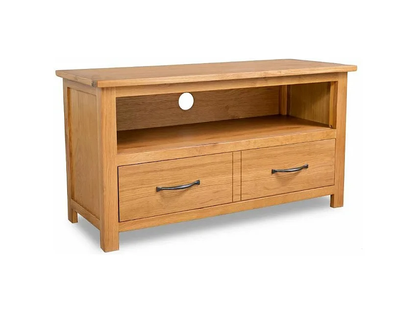 Meuble TV 1 niche 2 tiroirs chêne massif clair Candice