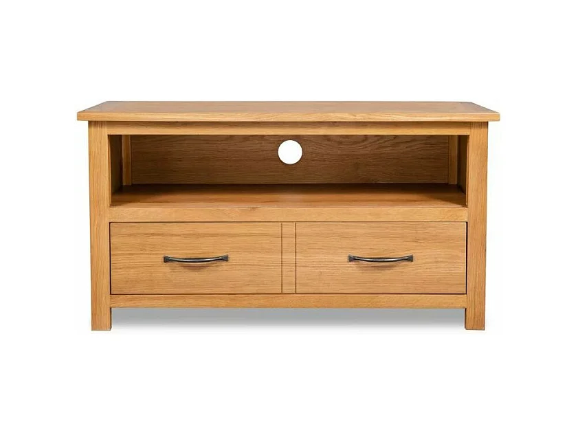 Meuble TV 1 niche 2 tiroirs chêne massif clair Candice