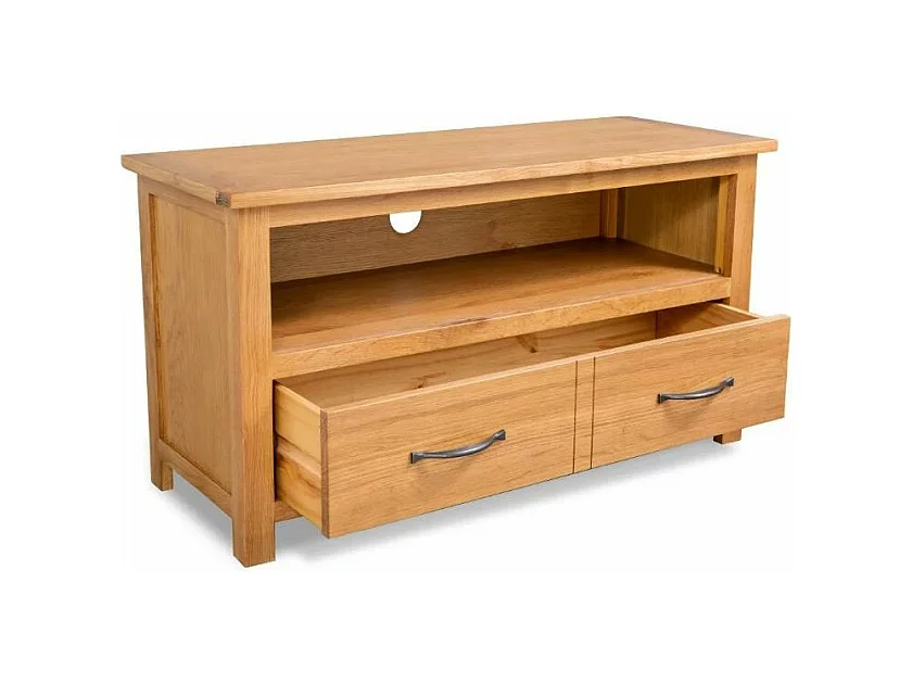 Meuble TV 1 niche 2 tiroirs chêne massif clair Candice