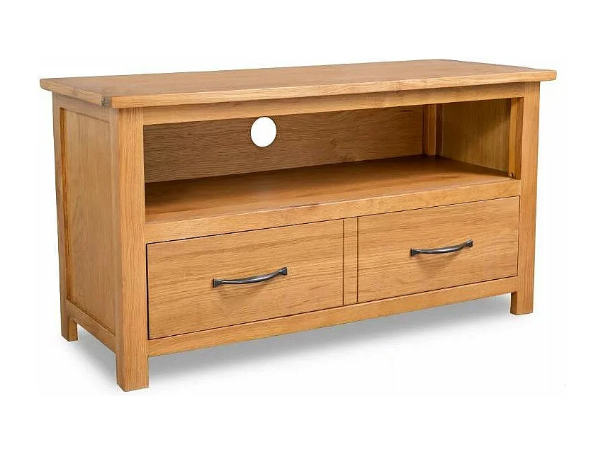 Meuble TV 1 niche 2 tiroirs chêne massif clair Candice