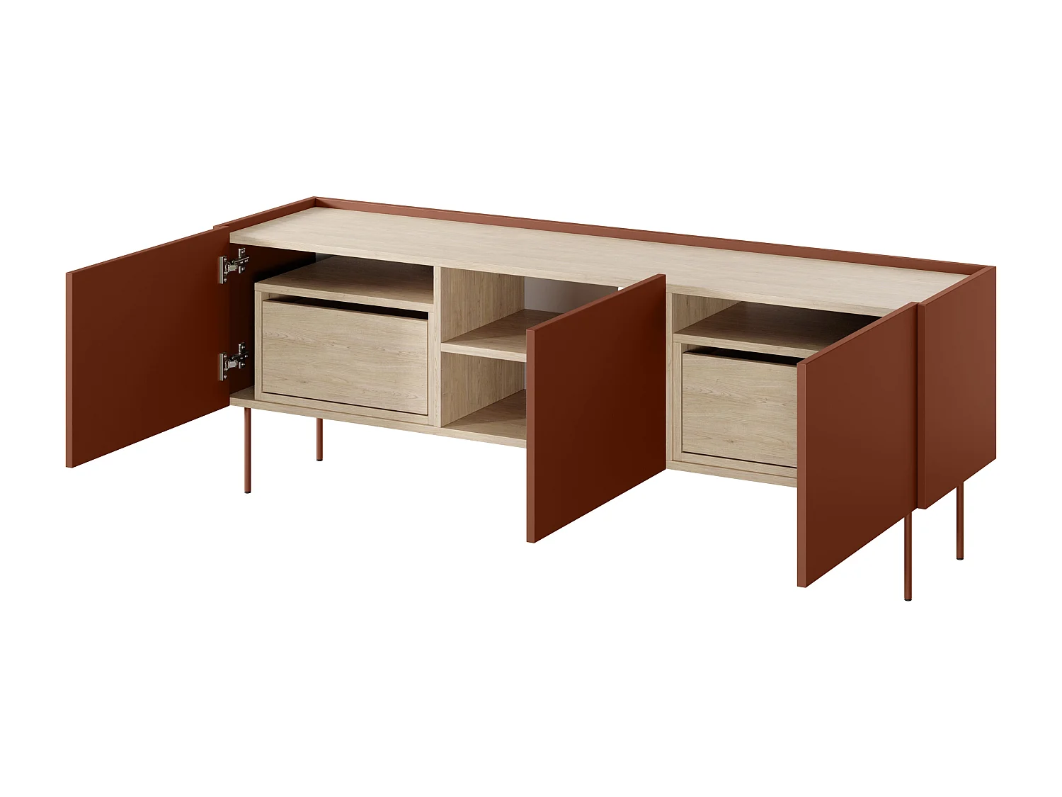 Móvel TV 3 portas 2 gavetas com pé metálico 170x60 cm