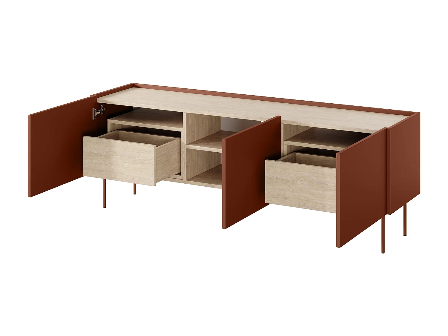 Móvel TV 3 portas 2 gavetas com pé metálico 170x60 cm