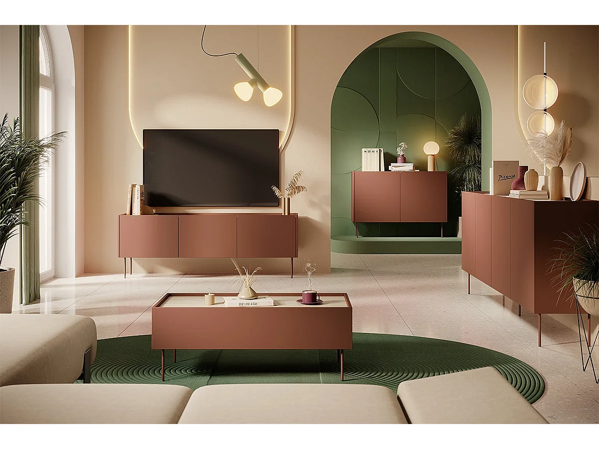 Móvel TV 3 portas 2 gavetas com pé metálico 170x60 cm