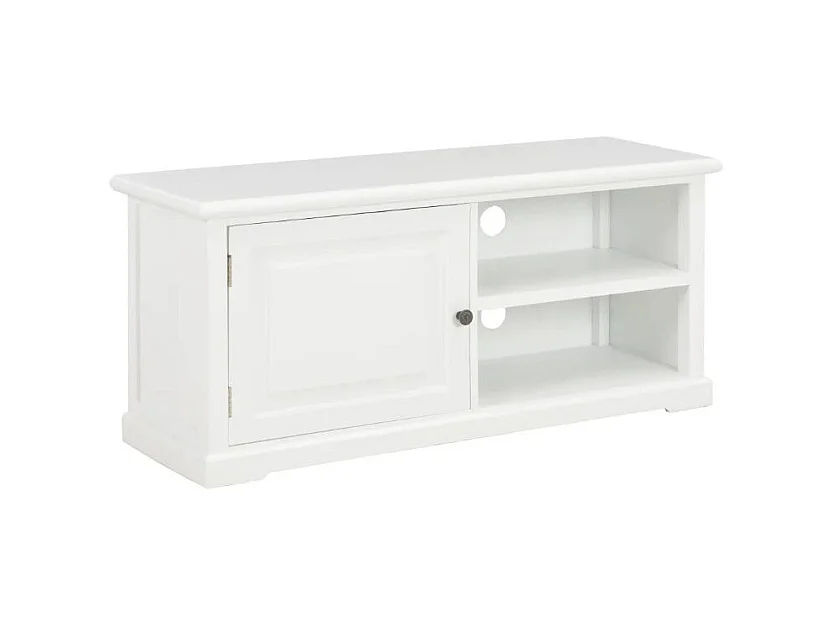 Meuble TV 1 porte bois et paulownia blanc Pablo