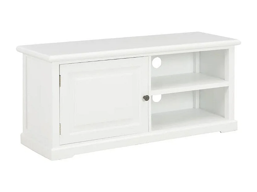 Meuble TV 1 porte bois et paulownia blanc Pablo