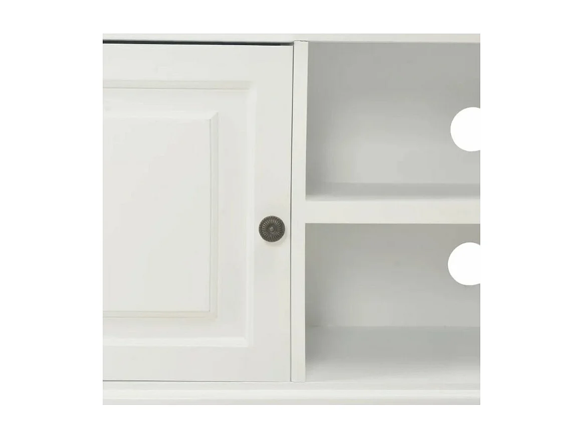 Meuble TV 1 porte bois et paulownia blanc Pablo