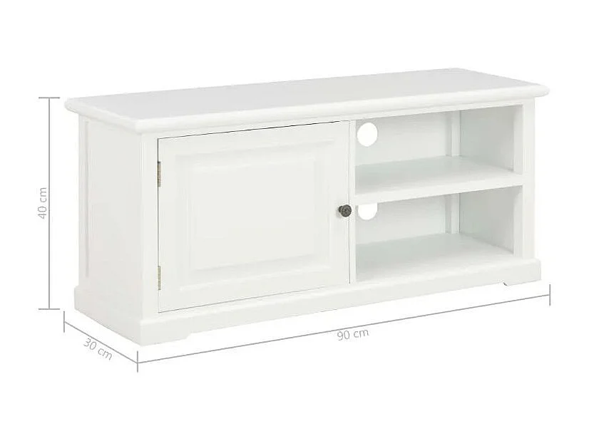 Meuble TV 1 porte bois et paulownia blanc Pablo