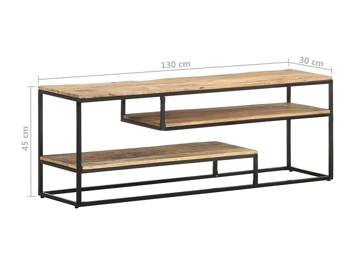 Meuble TV 130x30x45 Bois de manguier brut 2