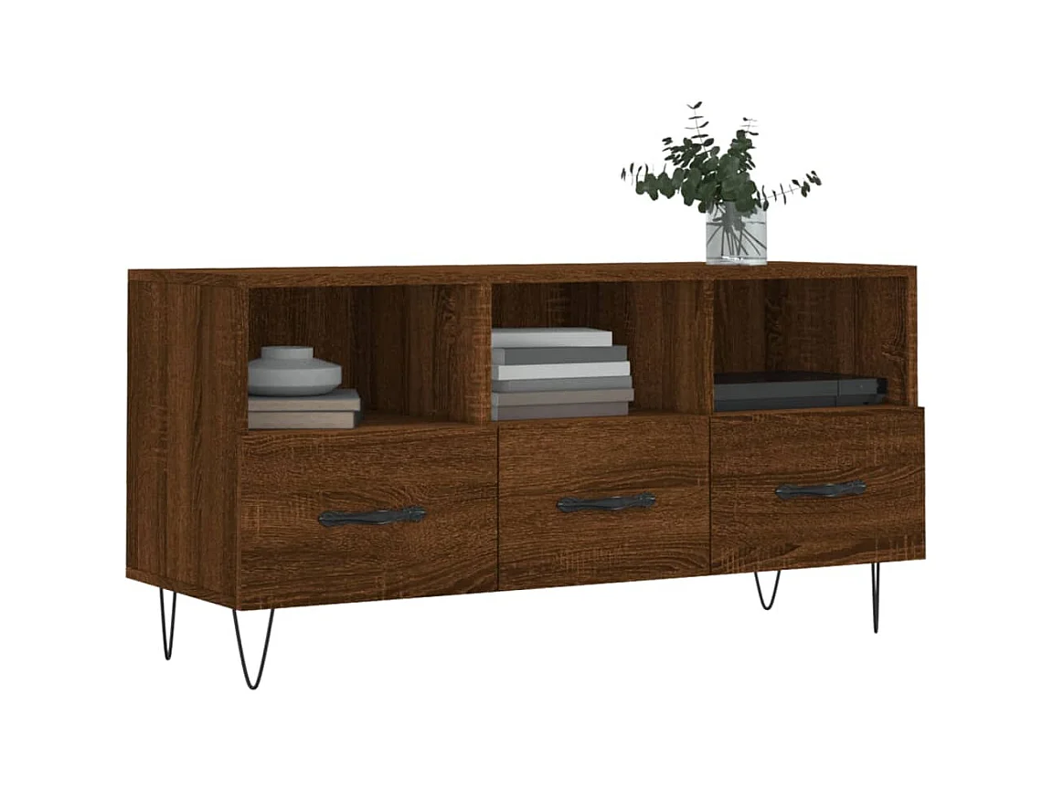 Meuble TV chêne marron 102x36x50 bois d'ingénierie