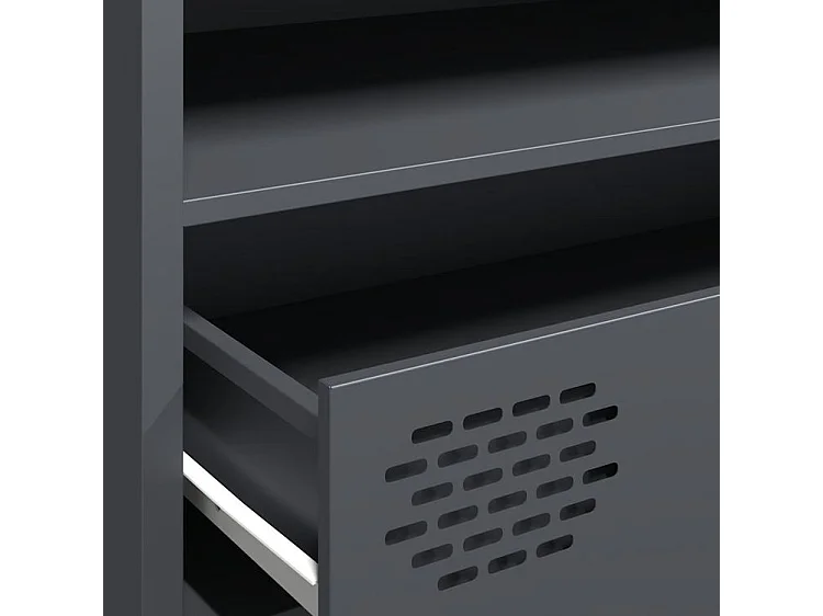 Meuble TV anthracite 202x39x43,5 acier laminé à froid