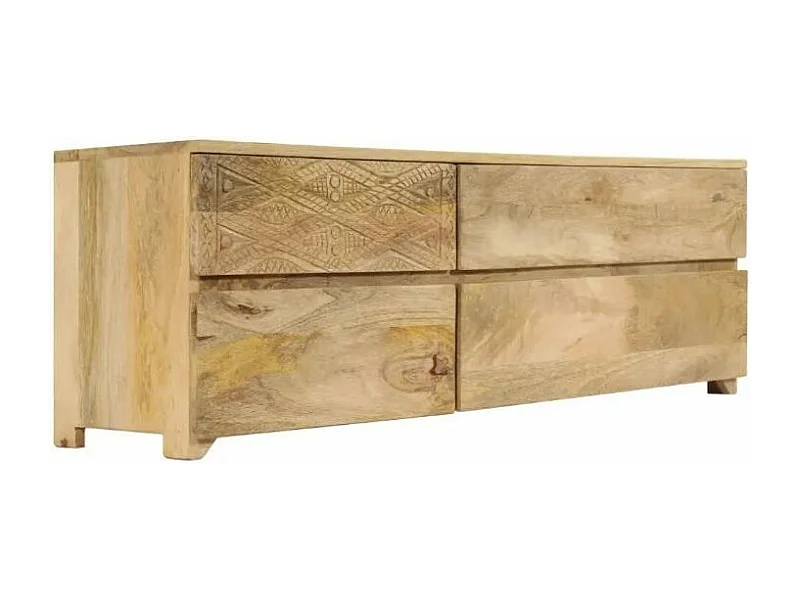 Meuble TV 4 tiroirs manguier massif clair Sempra