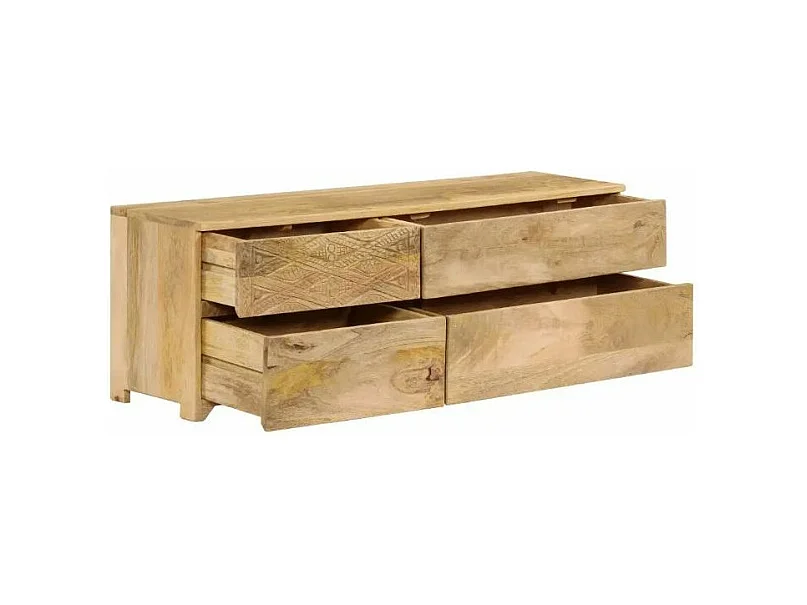 Meuble TV 4 tiroirs manguier massif clair Sempra
