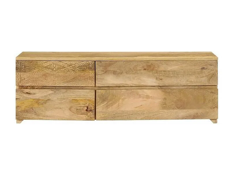 Meuble TV 4 tiroirs manguier massif clair Sempra