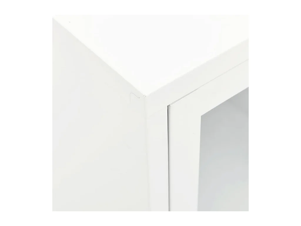Meuble TV Blanc 105x35x52 Acier et verre