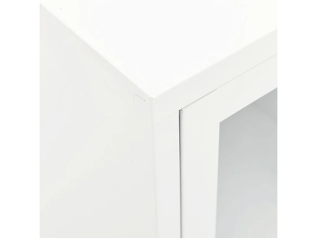 Meuble TV Blanc 105x35x52 Acier et verre