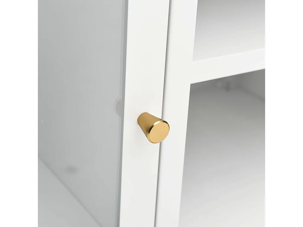 Meuble TV Blanc 105x35x52 Acier et verre