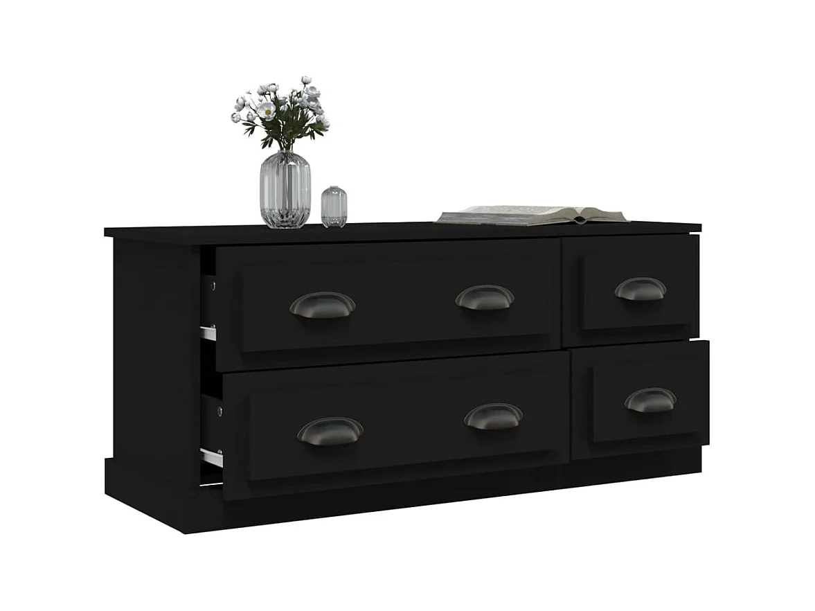 Meuble TV noir 100x35,5x45 bois d'ingénierie