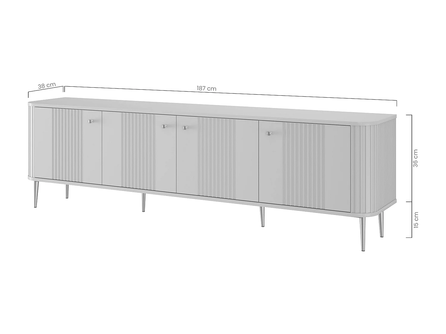 4-türiger TV-Schrank mit Metallfuß 187x51 cm