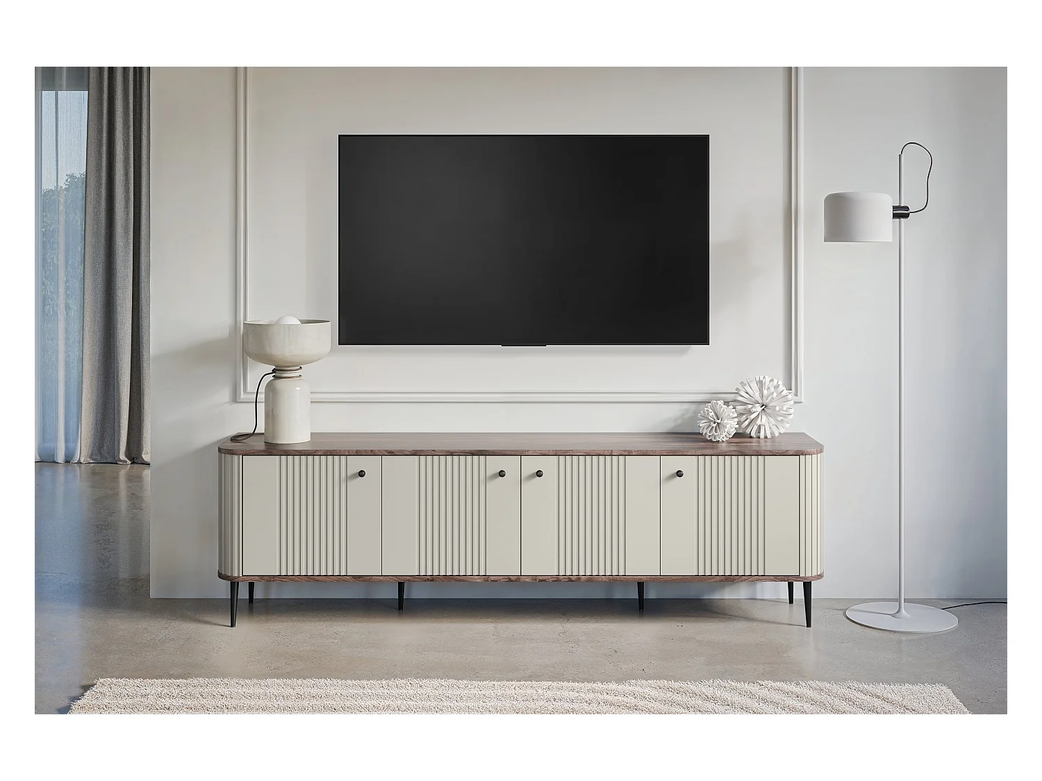 4-türiger TV-Schrank mit Metallfuß 187x51 cm