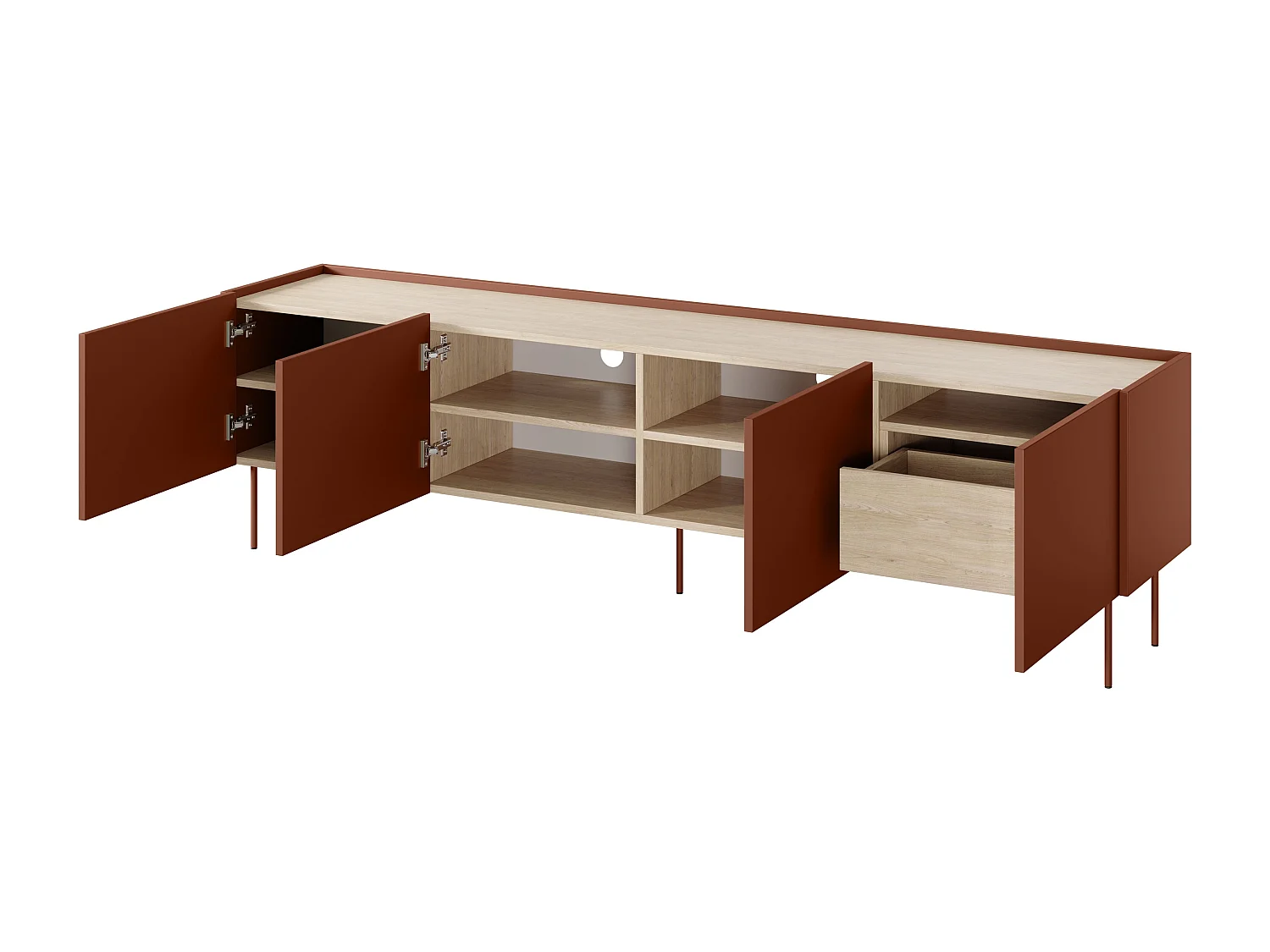 Móvel TV 4 portas 1 gaveta com pé metálico 220x60 cm