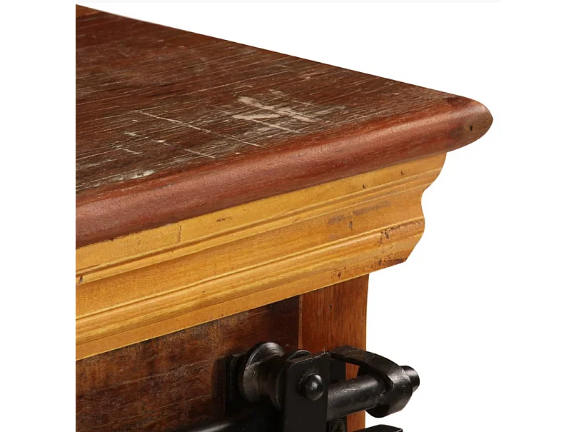 Meuble TV 2 portes 1 tiroir bois massif recyclé et métal noir Bousty