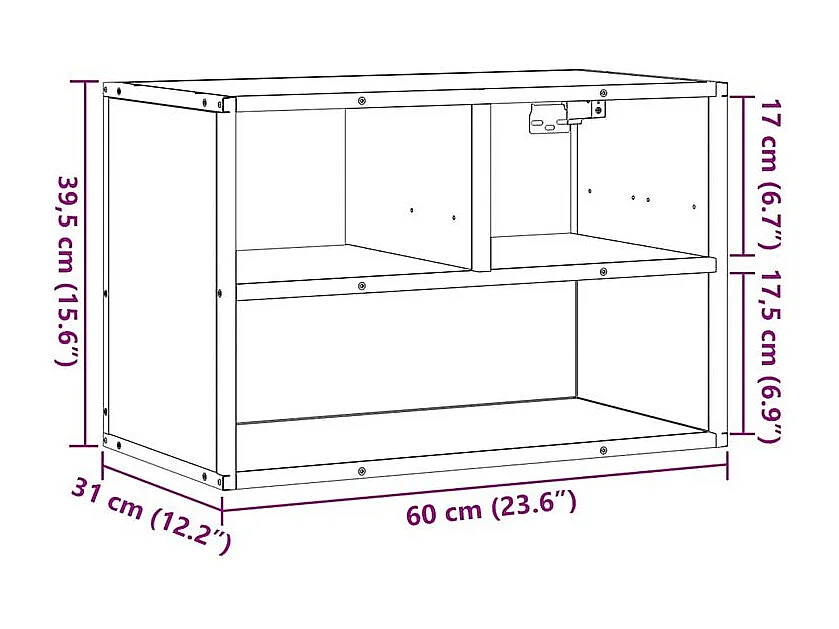 Meuble TV sonoma gris 60x31x39,5 bois d'ingénierie et métal