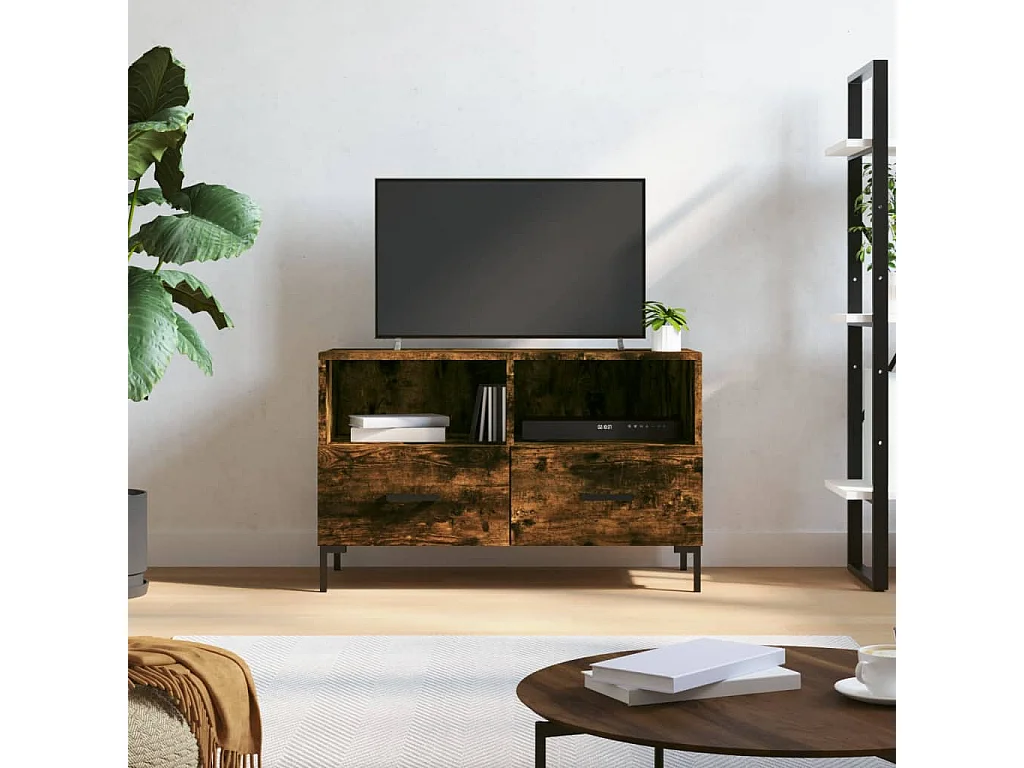 Meuble TV Chêne fumé 80x36x50 Bois d'ingénierie