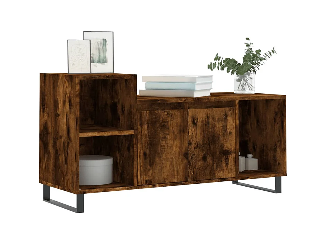 Meuble TV Chêne fumé 100x35x55 Bois d'ingénierie