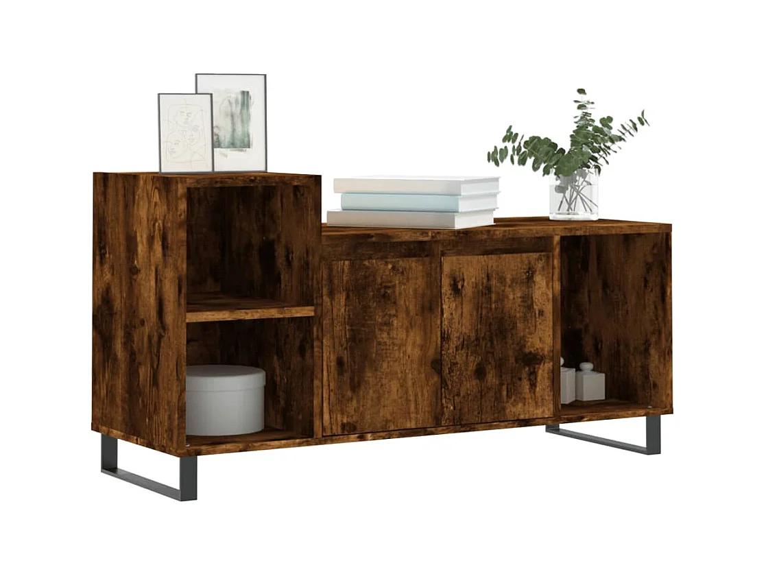 Meuble TV Chêne fumé 100x35x55 Bois d'ingénierie