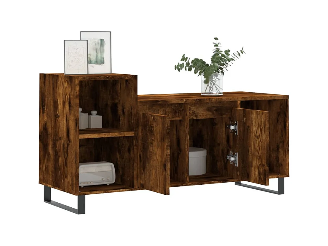 Meuble TV Chêne fumé 100x35x55 Bois d'ingénierie