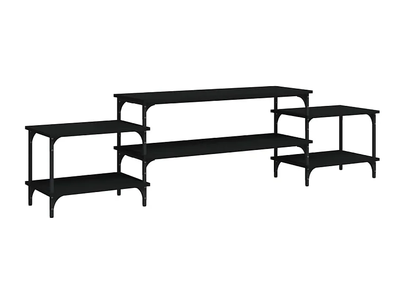 Meuble TV noir 197x35x52 bois d'ingénierie