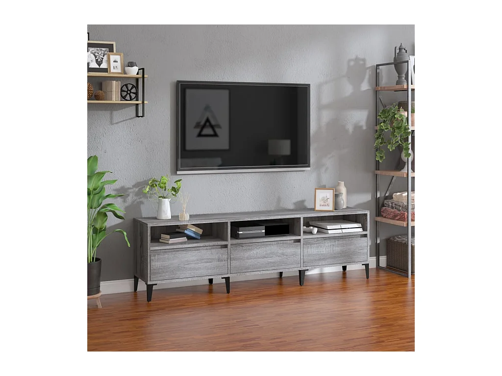 Meuble TV sonoma gris 150x30x44,5 bois d'ingénierie