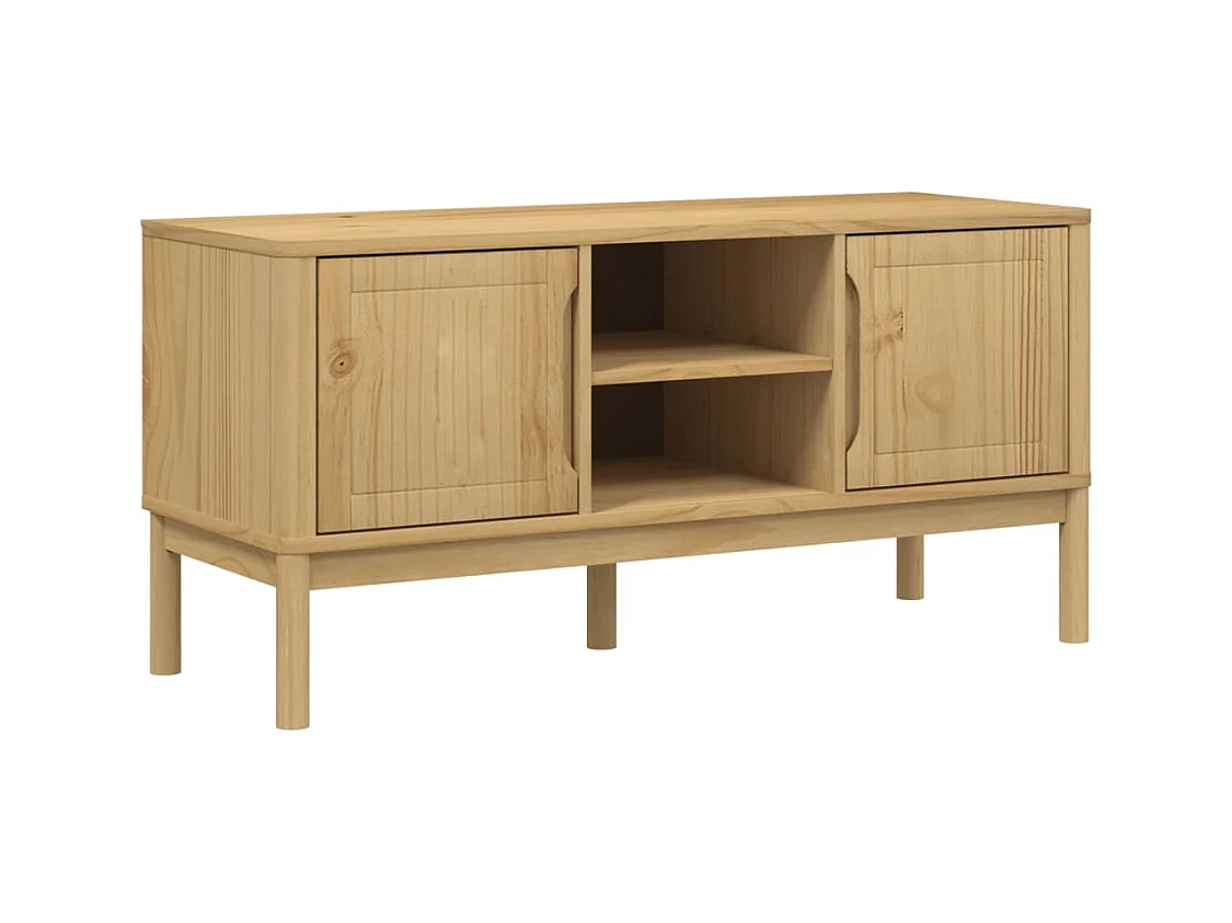 Meuble TV FLORO cire marron 114x43x55 bois massif de pin