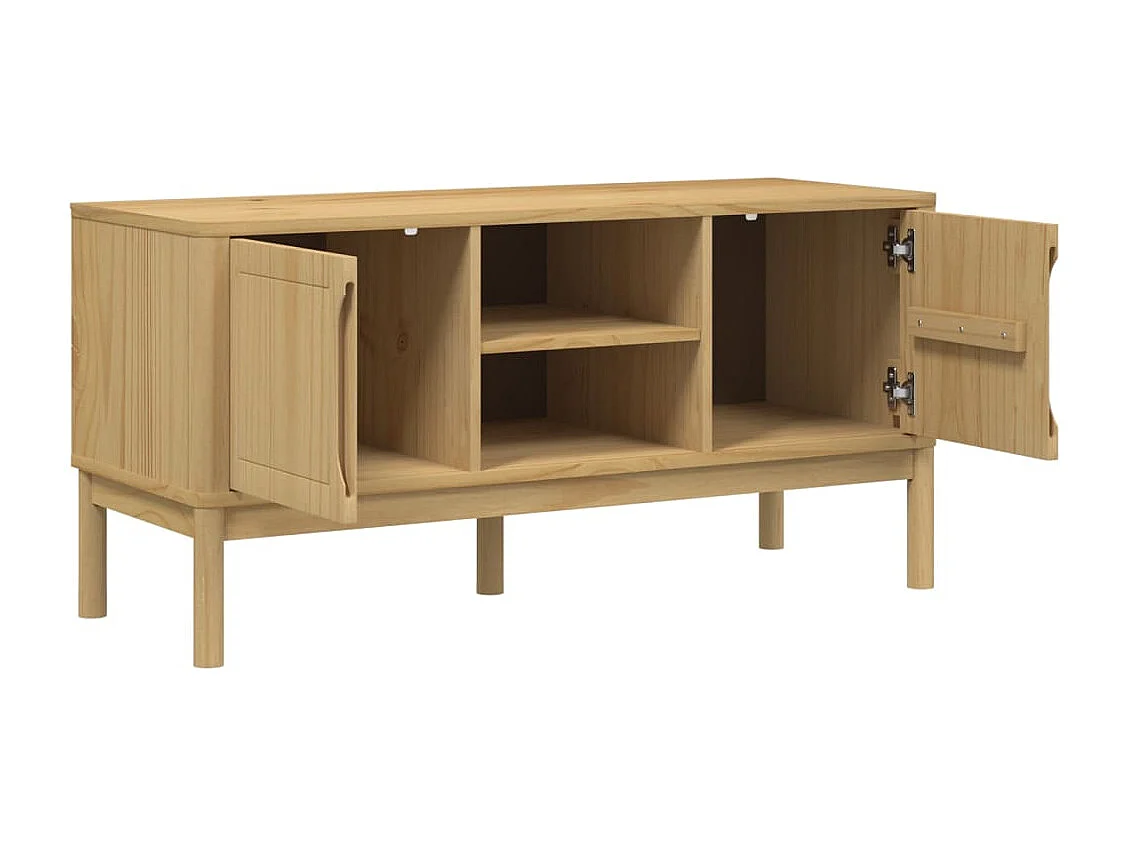 Meuble TV FLORO cire marron 114x43x55 bois massif de pin