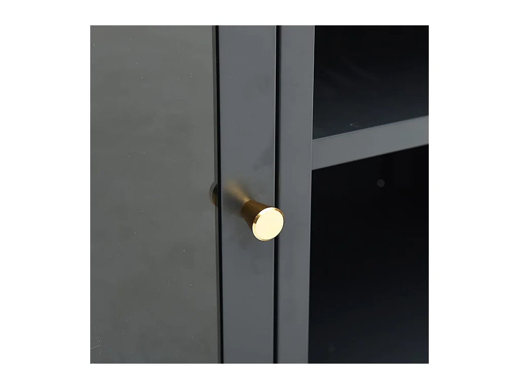 Meuble TV Anthracite 105x35x52 Acier et verre