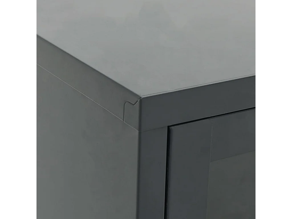 Meuble TV Anthracite 105x35x52 Acier et verre