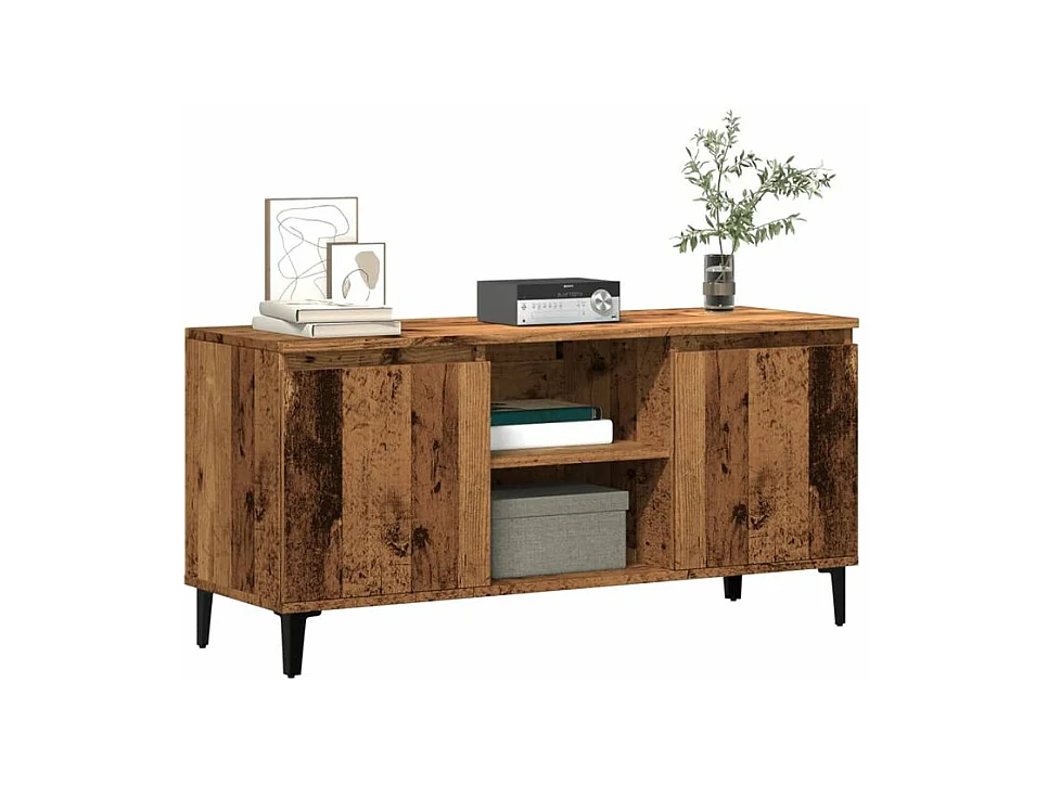 Meuble TV vieux bois 102x35x50 bois d'ingénierie