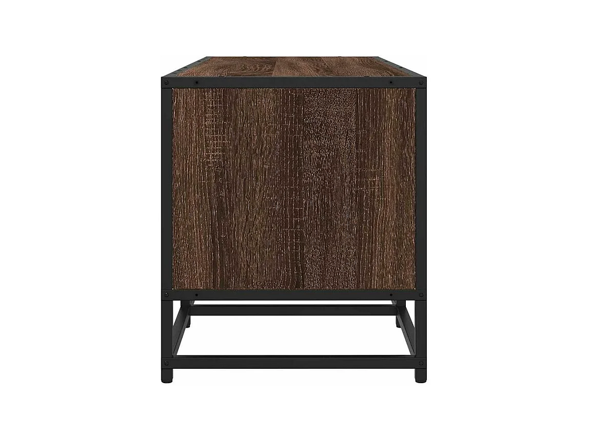 Meuble TV chêne marron 160x35x41 bois d'ingénierie et métal