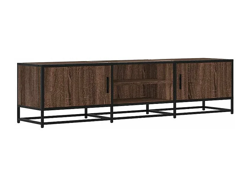 Meuble TV chêne marron 160x35x41 bois d'ingénierie et métal