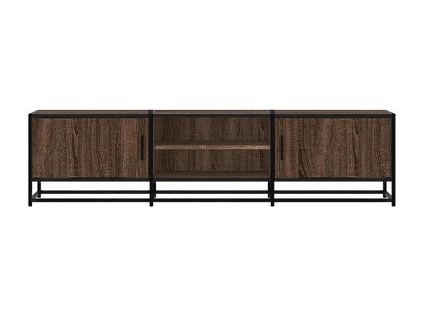 Meuble TV chêne marron 160x35x41 bois d'ingénierie et métal