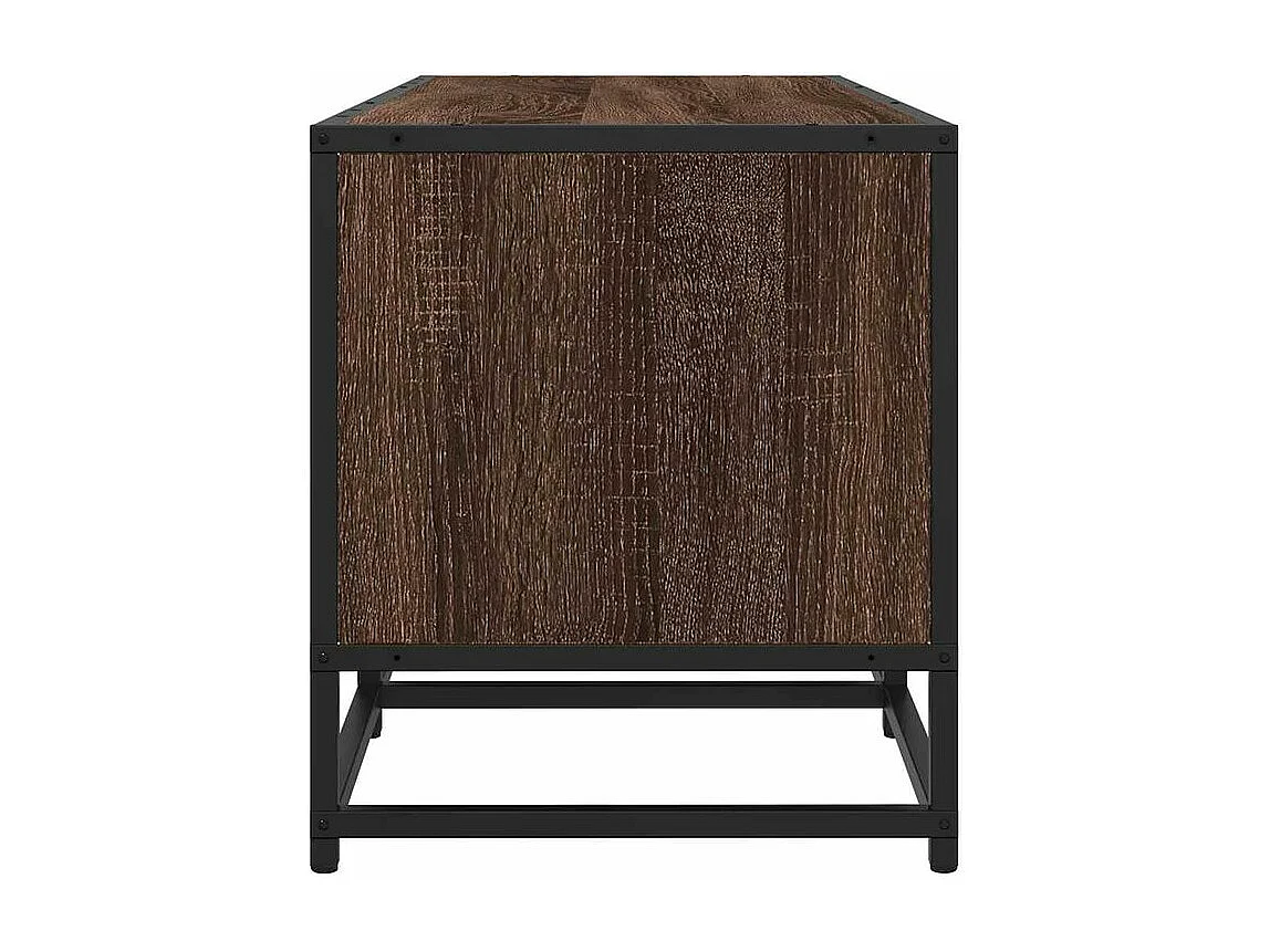 Meuble TV chêne marron 160x35x41 bois d'ingénierie et métal