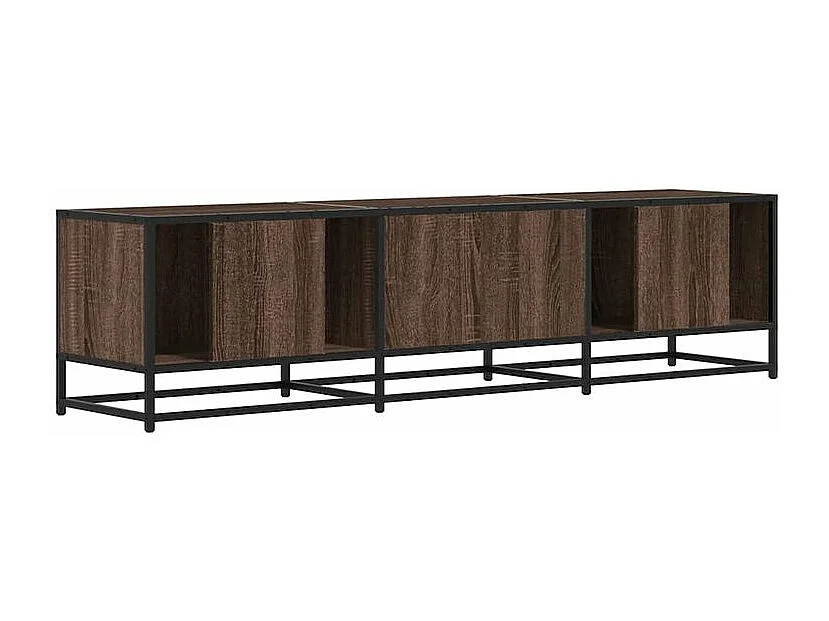 Meuble TV chêne marron 160x35x41 bois d'ingénierie et métal